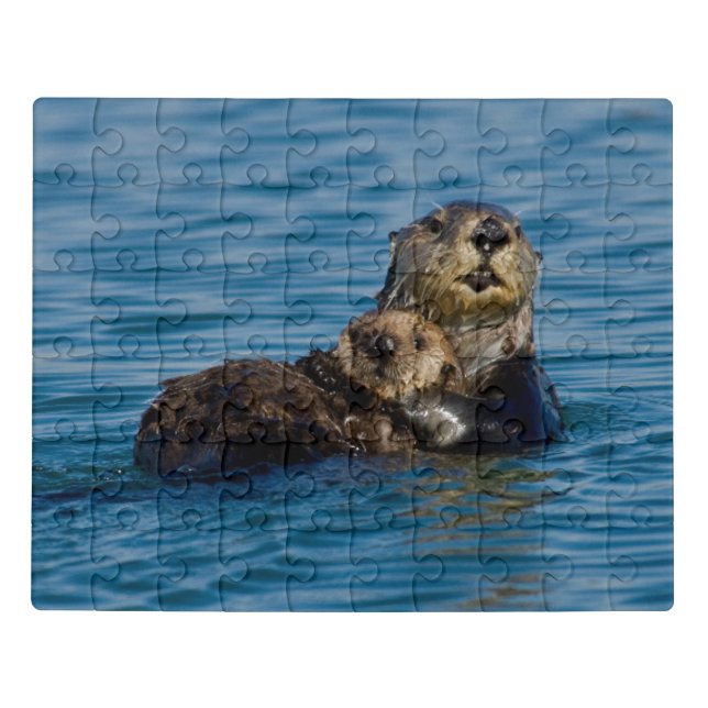 Cutest Baby Animals | Mother & Baby Sea Otter Jigsaw Puzzle (Puzzle Horizontal)