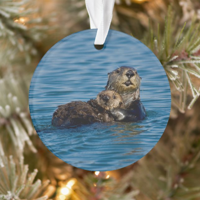 Cutest Baby Animals | Mother & Baby Sea Otter Ornament (Tree)