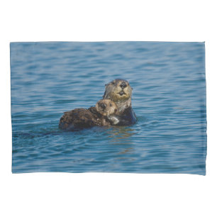 Cutest Baby Animals Mother & Baby Sea Otter Pillow Case