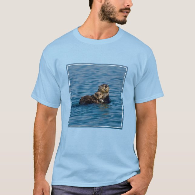 Cutest Baby Animals | Mother & Baby Sea Otter T-Shirt (Front)