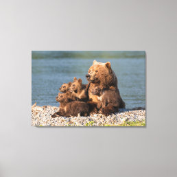 Cutest Baby Animals | Mother Bear &amp; Cubs Canvas Print