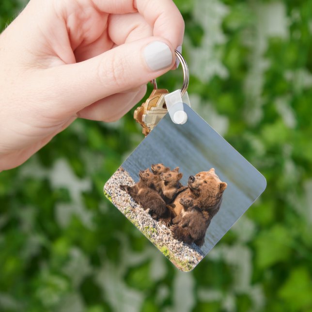 Cutest Baby Animals | Mother Bear & Cubs Keychain (Hand)