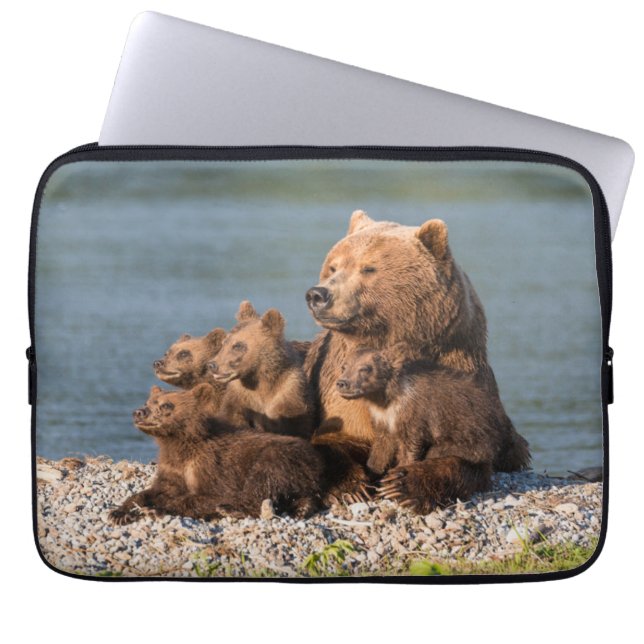 Cutest Baby Animals | Mother Bear & Cubs Laptop Sleeve (Front)