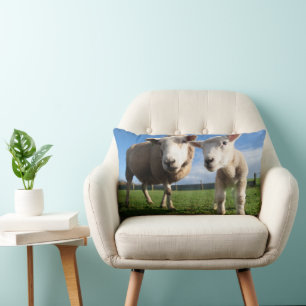 Cutest Baby Animals Newborn Lamb & Mama Lumbar Pillow