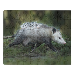 Cutest Baby Animals Opossum Mom & Kids Jigsaw Puzzle