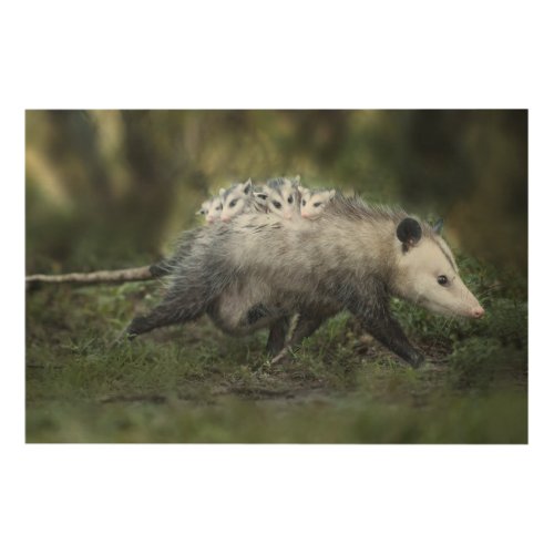 Cutest Baby Animals  Opossum Mom  Kids Wood Wall Art