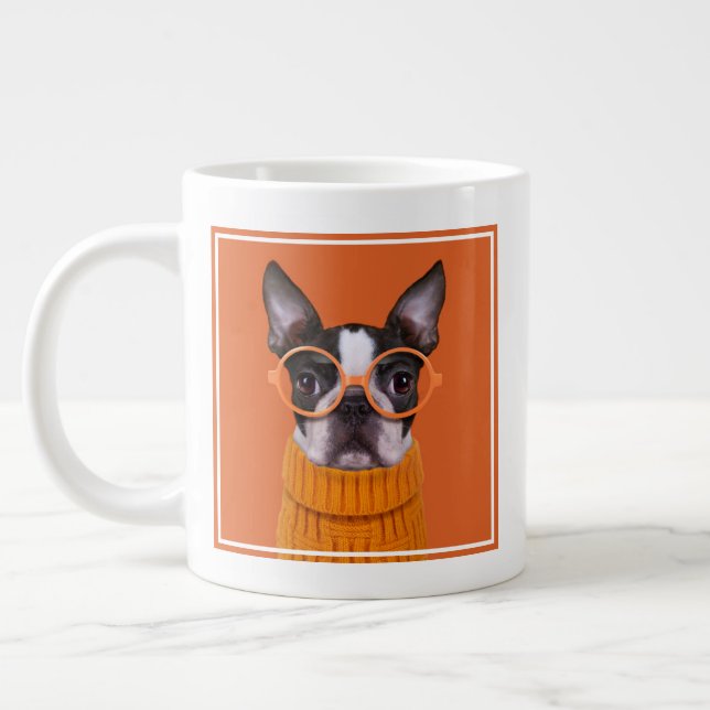 Cutest Baby Animals | Orange Boston Terrier Giant Coffee Mug (Left)