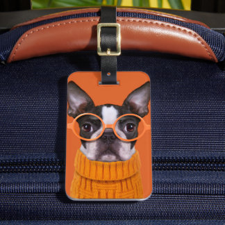 Cutest Baby Animals | Orange Boston Terrier Luggage Tag