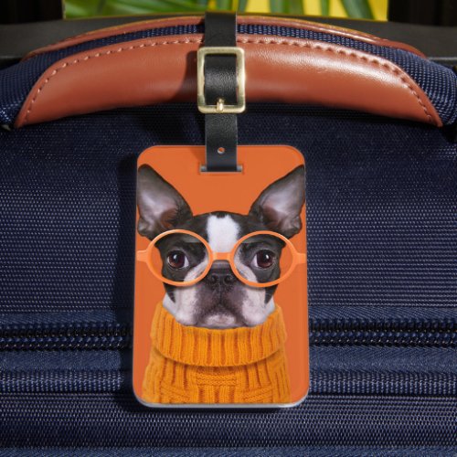 Cutest Baby Animals  Orange Boston Terrier Luggage Tag
