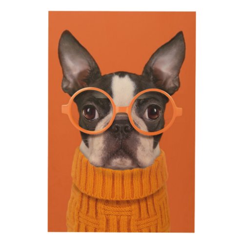 Cutest Baby Animals  Orange Boston Terrier Wood Wall Art