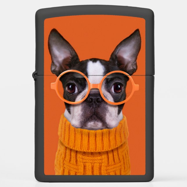 Cutest Baby Animals | Orange Boston Terrier Zippo Lighter (Front)