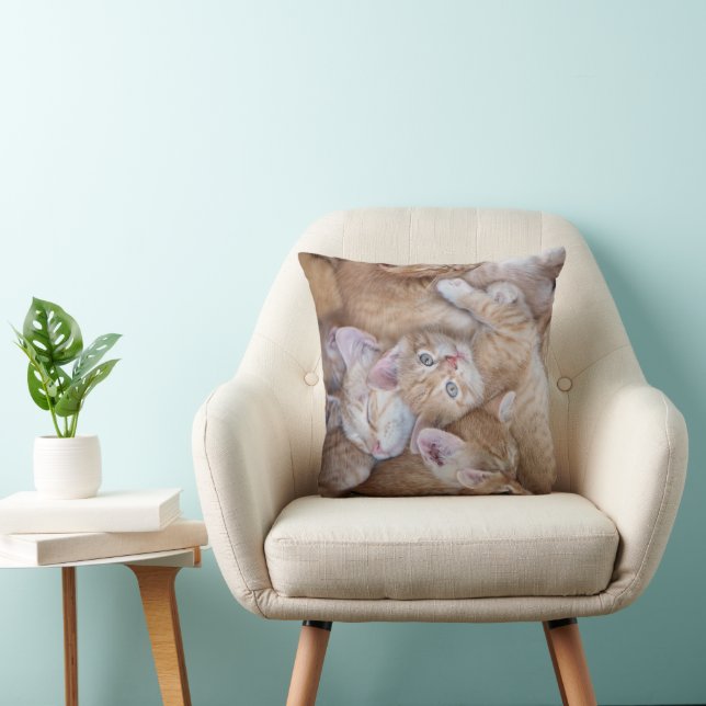 Cutest Baby Animals | Orange Kitten Pile Throw Pillow (Chair)