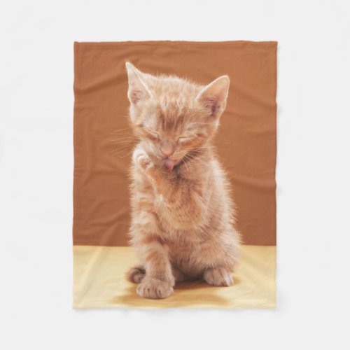 Cutest Baby Animals  Orange Tabby Kitten Fleece Blanket