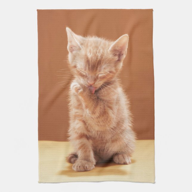 Cutest Baby Animals | Orange Tabby Kitten Kitchen Towel (Vertical)