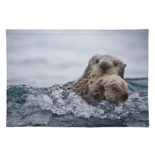 Cutest Baby Animals | Otter Baby & Mother Cloth Placemat (Front)