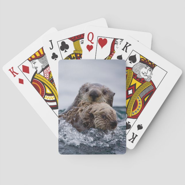Cutest Baby Animals | Otter Baby & Mother Poker Cards (Back)