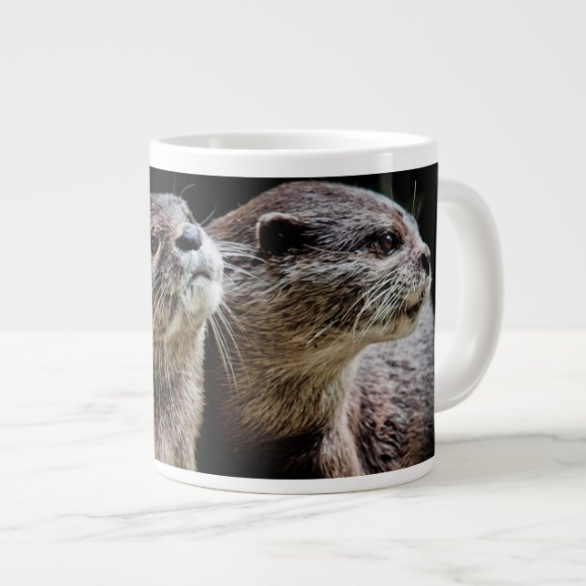 Cutest Baby Animals | Otters Holding Hands Giant Coffee Mug (Front Right)