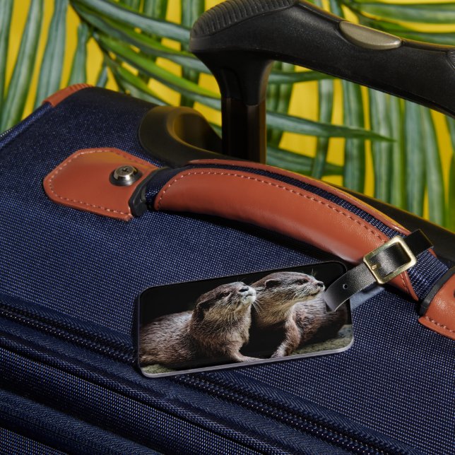 Cutest Baby Animals | Otters Holding Hands Luggage Tag (Front Insitu 3)