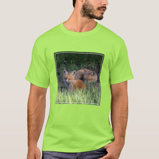 Cutest Baby Animals | Pair of Red Fox Kit Siblings T-Shirt (Front)