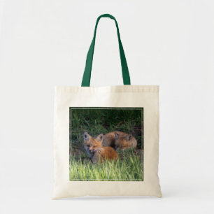 Cutest Baby Animals Pair of Red Fox Kit Siblings Tote Bag