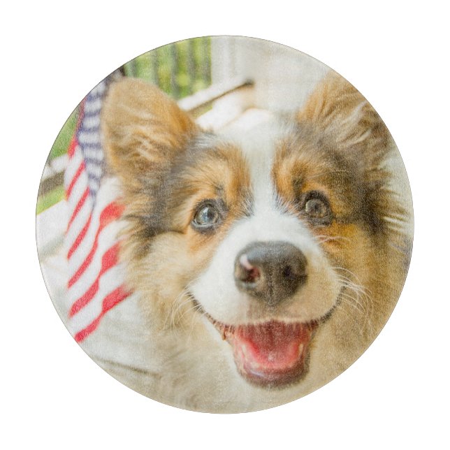 Cutest Baby Animals | Patriotic Corgi Puppy Cutting Board (Front)