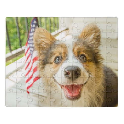 Cutest Baby Animals  Patriotic Corgi Puppy Jigsaw Puzzle