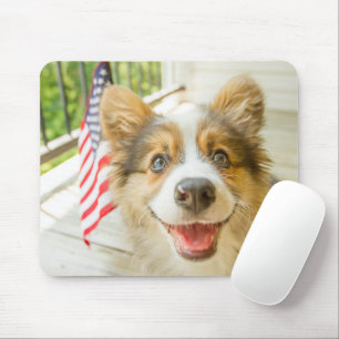 Cutest Baby Animals   Patriotic Corgi Puppy Mouse Pad
