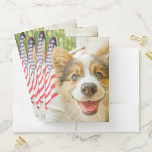 Cutest Baby Animals Patriotic Corgi Puppy Pocket Folder