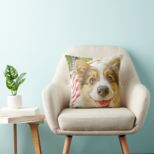 Cutest Baby Animals Patriotic Corgi Puppy Throw Pillow