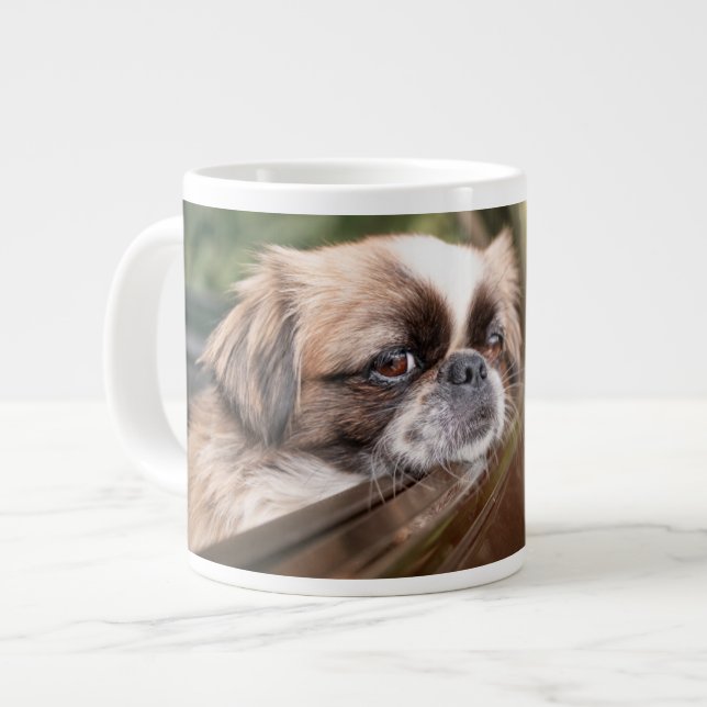 Cutest Baby Animals | Pekingese Puppy in Car Giant Coffee Mug (Front Left)