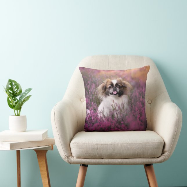 Cutest Baby Animals | Pekingese Puppy Throw Pillow (Chair)