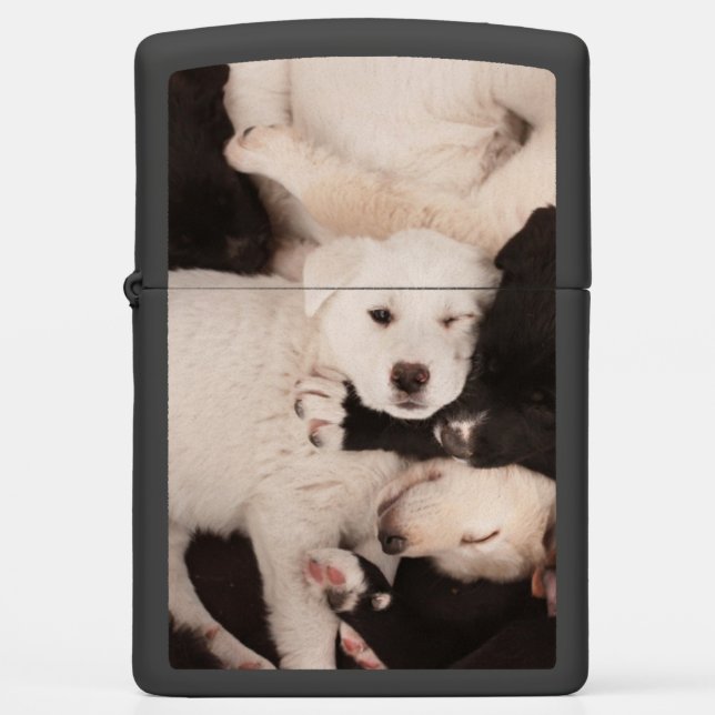 Cutest Baby Animals | Pile of Puppies Zippo Lighter (Front)
