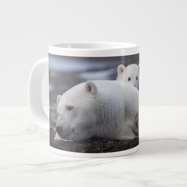 Cutest Baby Animals | Polar Bear Family Alaska Giant Coffee Mug (Front Left)