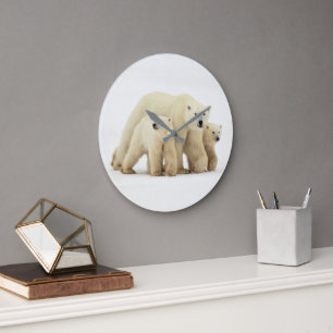 Cutest Baby Animals   Polar Bear Family Large Clock