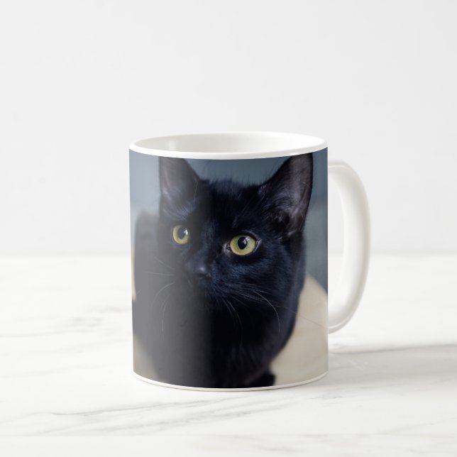 Cutest Baby Animals | Portrait of a Black Cat Coffee Mug (Front Right)
