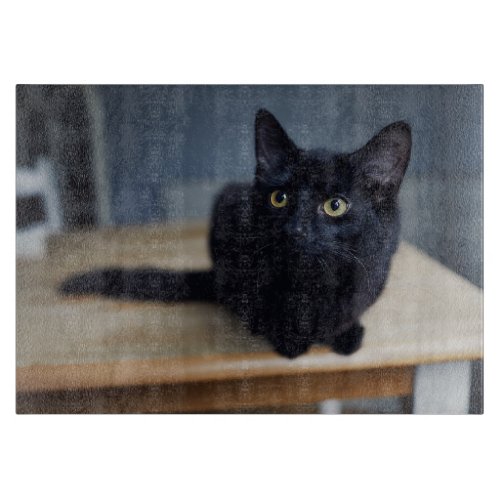 Cutest Baby Animals  Portrait of a Black Cat Cutting Board