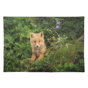Cutest Baby Animals Red Fox at Umnak Alaska Cloth Placemat