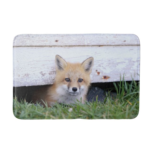 Cutest Baby Animals | Red Fox Kit Peeking Bath Mat (Front)