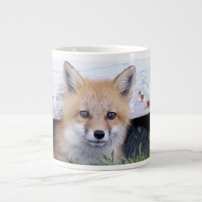 Cutest Baby Animals | Red Fox Kit Peeking Giant Coffee Mug (Front)