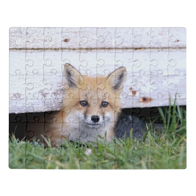 Cutest Baby Animals | Red Fox Kit Peeking Jigsaw Puzzle (Puzzle Horizontal)