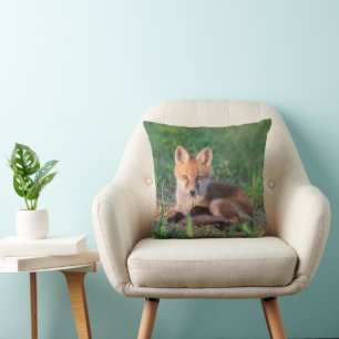 Cutest Baby Animals Red Fox Kit Relaxing Throw Pillow