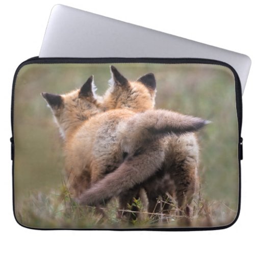 Cutest Baby Animals  Red Fox Kits Locking Tails Laptop Sleeve