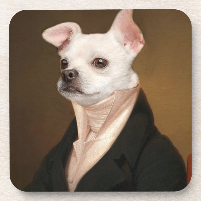 Cutest Baby Animals | Royal Chihuahua Portrait Beverage Coaster (Front)