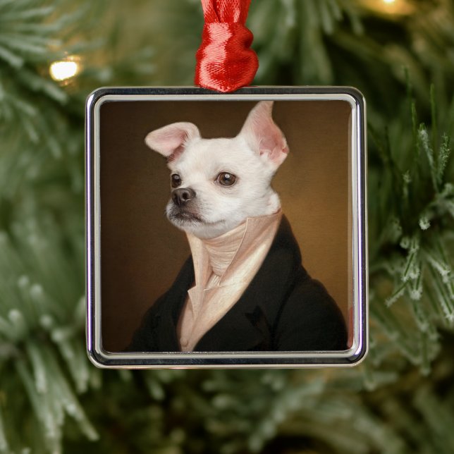 Cutest Baby Animals | Royal Chihuahua Portrait Metal Ornament (Tree)