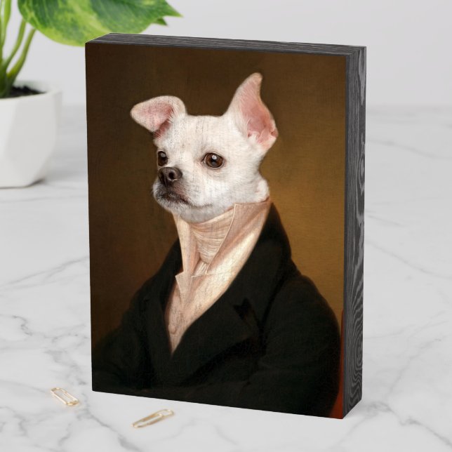 Cutest Baby Animals | Royal Chihuahua Portrait Wooden Box Sign (In Situ Vertical)