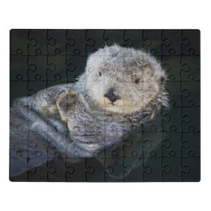Cutest Baby Animals Sea Otter Floating Jigsaw Puzzle