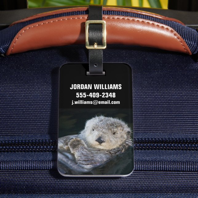 Cutest Baby Animals | Sea Otter Floating Luggage Tag (Front Insitu 2)
