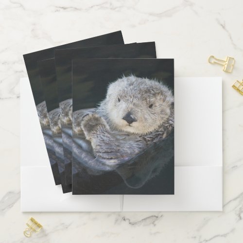 Cutest Baby Animals  Sea Otter Floating Pocket Folder