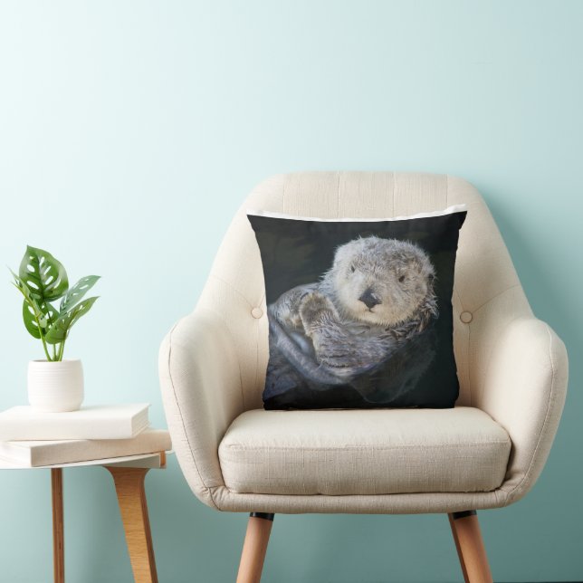 Cutest Baby Animals | Sea Otter Floating Throw Pillow (Chair)