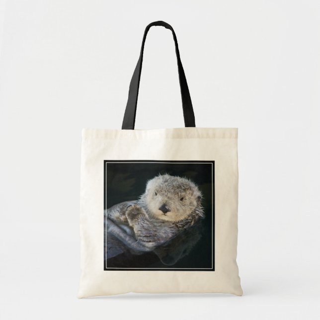 Cutest Baby Animals | Sea Otter Floating Tote Bag (Front)
